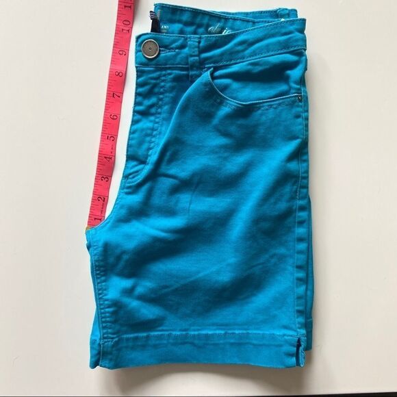 90s  Vintage Teal High Waist Long Jean Bermuda Shorts - Picture 10 of 14